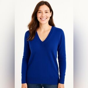 J. Crew Cashmere Royal Blue V-Neck Sweater